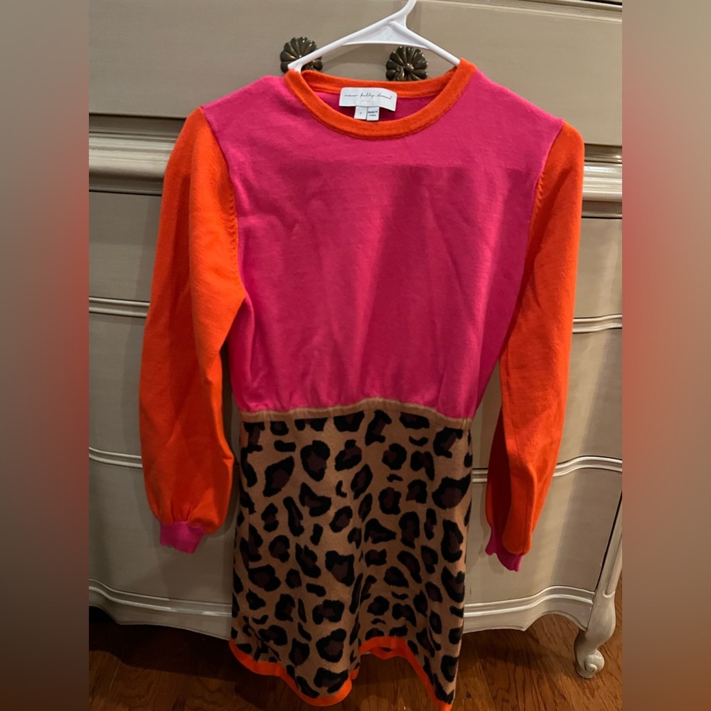 Never fully dressed neon cheetah scalloped edge dress